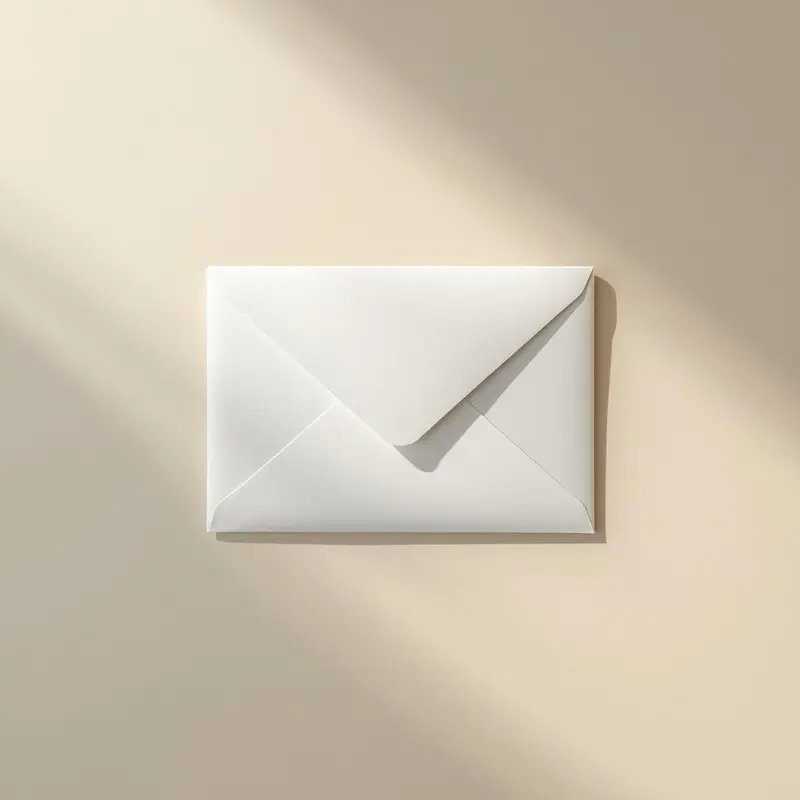 Lettre postale fermée symbolisant le contact avec l’équipe Dishka