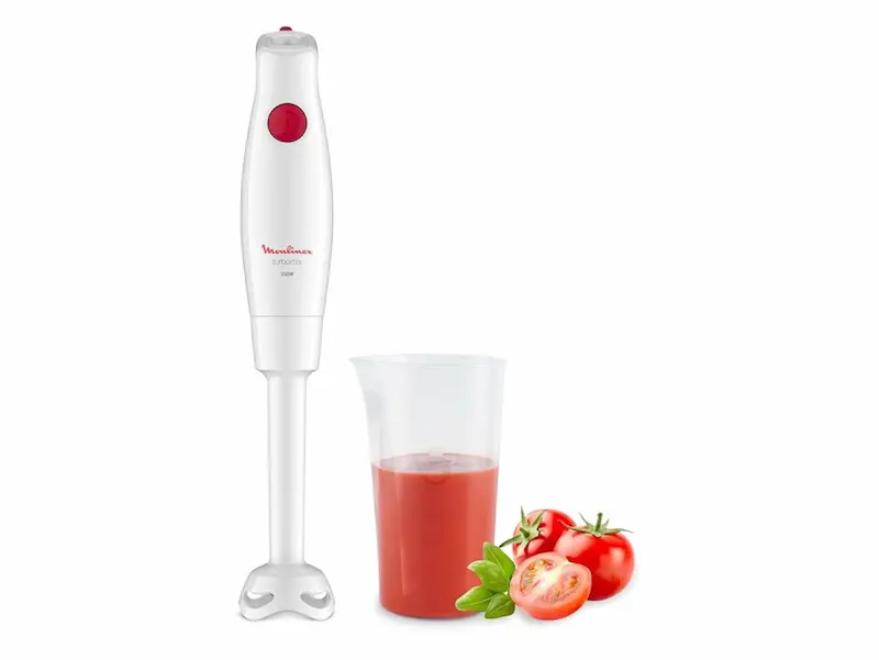 Mixeur plongeant pas cher Moulinex Turbomix avec verre doseur et tomates