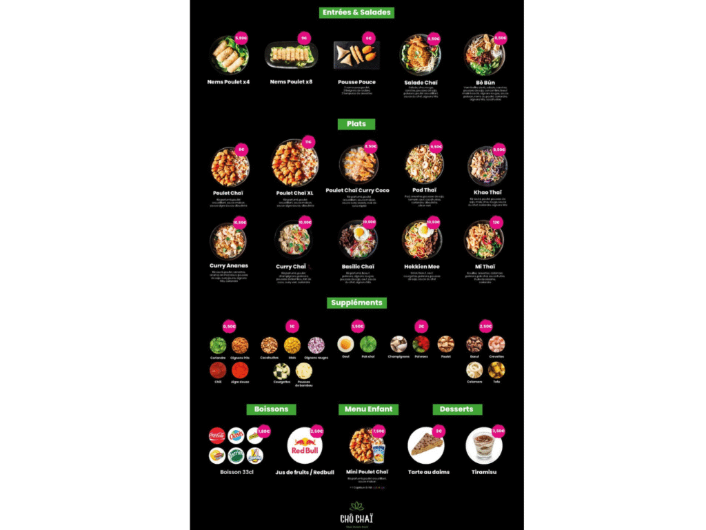 menu carte restaurant halal cho chai montpellier