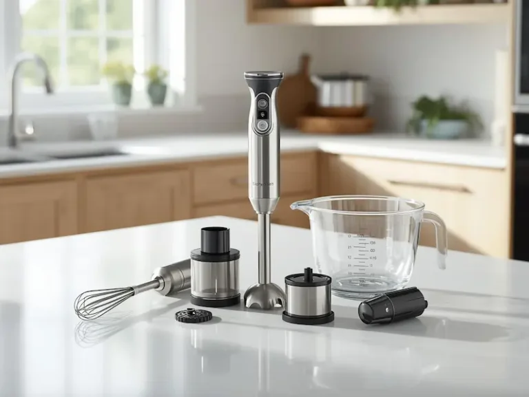 Mixeur plongeant pas cher en inox avec accessoires pour soupe et smoothie