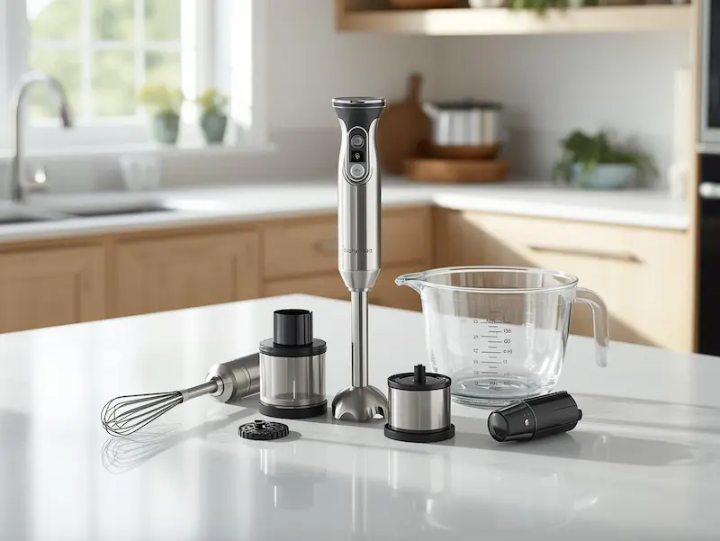 Mixeur plongeant pas cher en inox avec accessoires pour soupe et smoothie