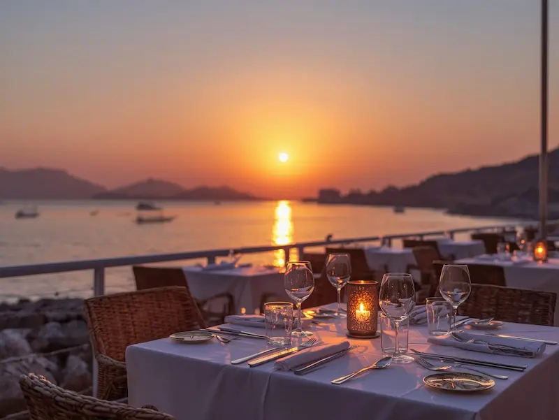 restaurants Ibiza en bord de mer au coucher du soleil