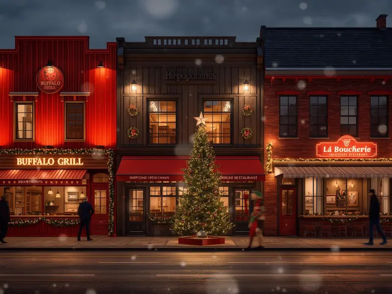 restaurant ouvert le 24 décembre ambiance Noël devanture restaurants