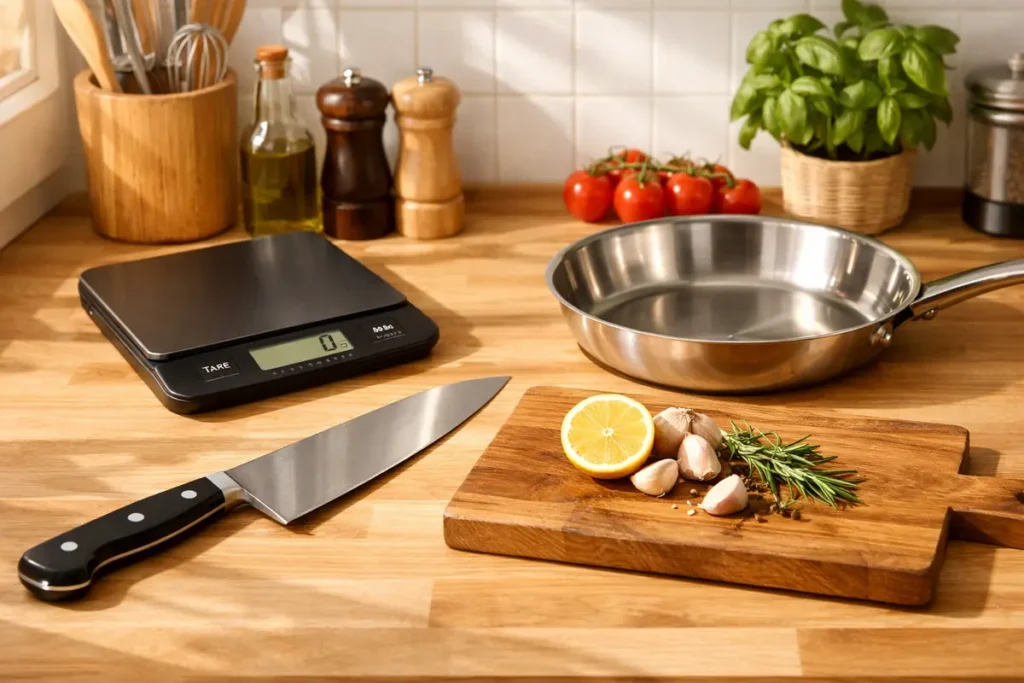 Sélection de matériel de cuisine indispensable pour des placards bien équipés.  liste de matériel de cuisine 