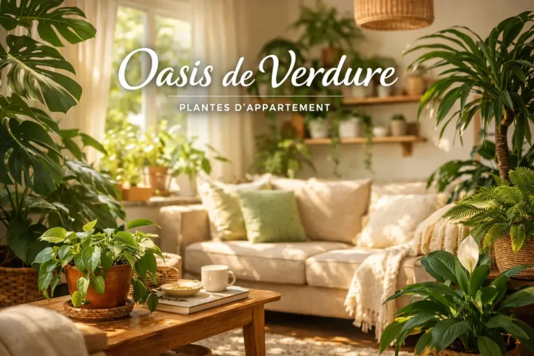 Plantes d'appartement créant une ambiance d'oasis de verdure dans un intérieur lumineux.