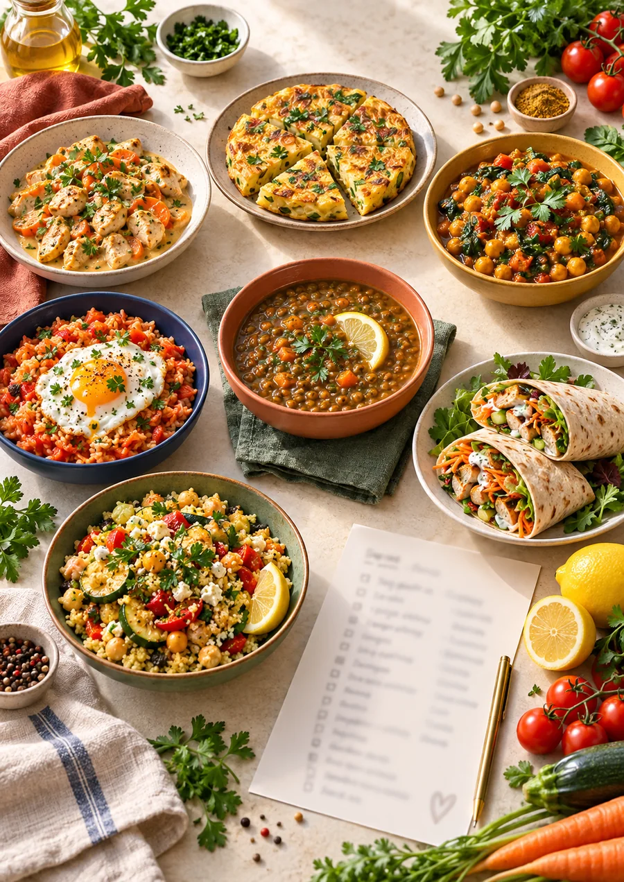 Sélection de repas colorés pour une semaine sans four